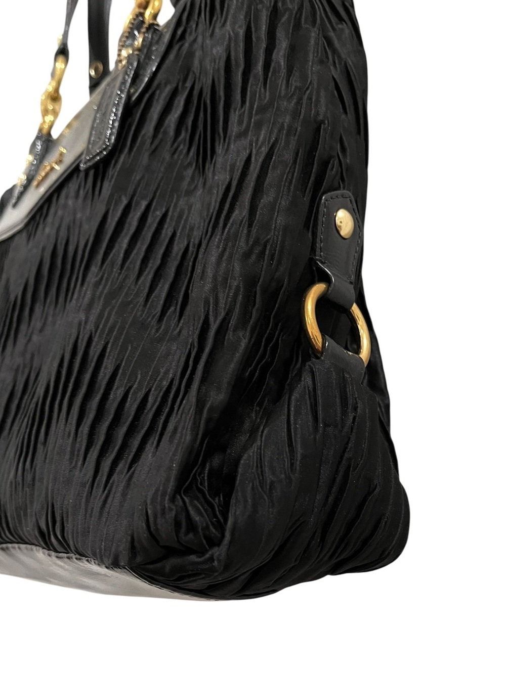 Coach Ashley Black Gathered Satin Satchel Bag 2012 NWOT #H1282-F20050 - Picture 3 of 16